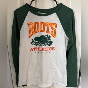 Roots Green and White Graphic Tee